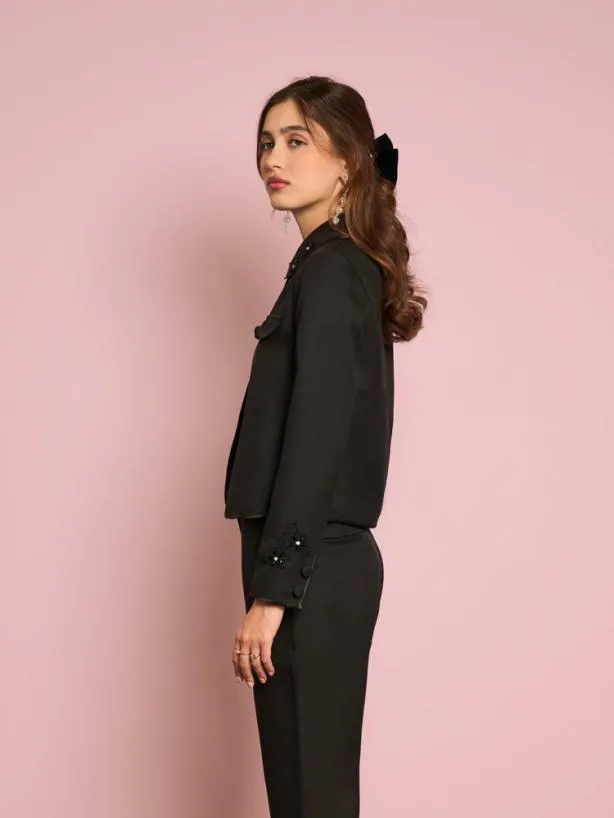 Sister Jane Jackets Womenswear Priya Embellished Jacket Black Satin