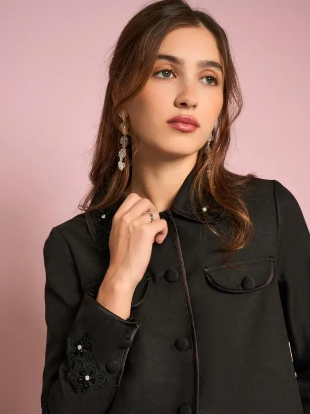 Sister Jane Jackets Womenswear Priya Embellished Jacket Black Satin