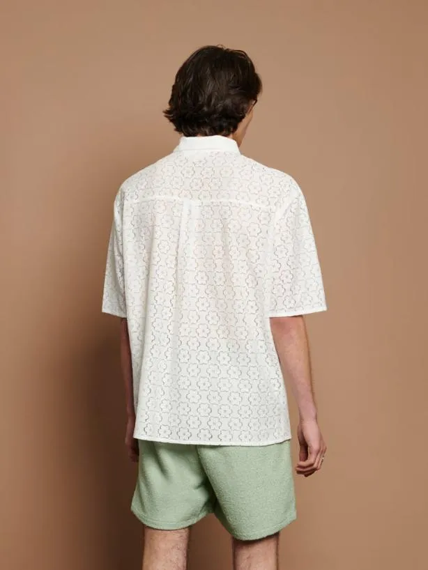 Sister Jane Shirts Menswear Neptune Lace Polo Shirt Ivory Cream