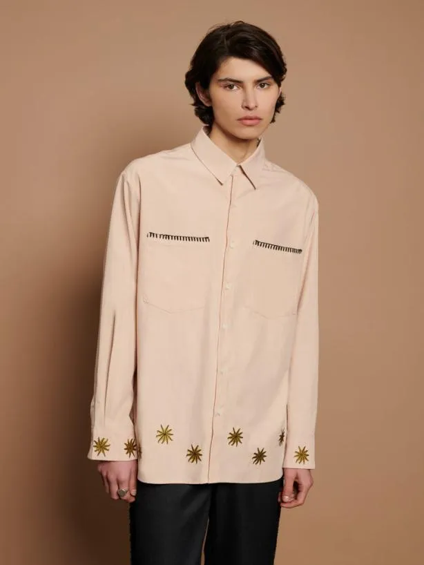 Sister Jane Shirts Menswear Reuben Embroidered Shirt Nude