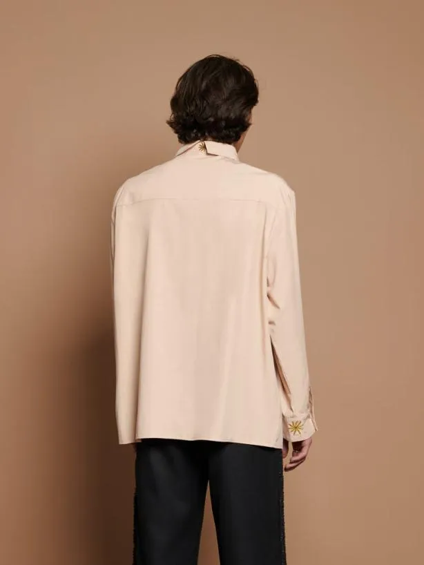 Sister Jane Shirts Menswear Reuben Embroidered Shirt Nude
