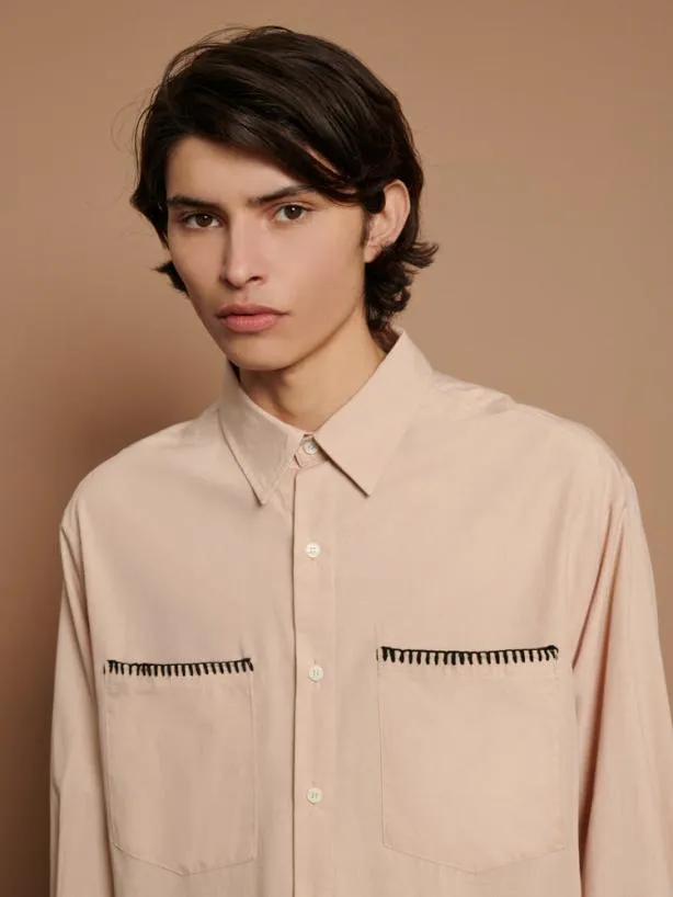 Sister Jane Shirts Menswear Reuben Embroidered Shirt Nude