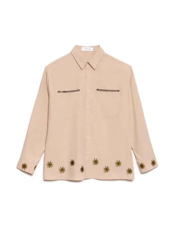 Sister Jane Shirts Menswear Reuben Embroidered Shirt Nude