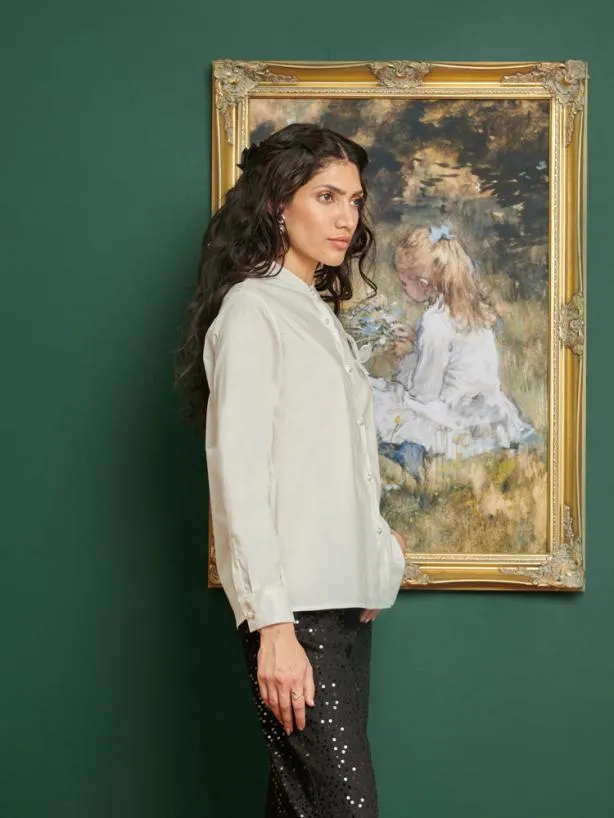 Sister Jane Tops Womenswear DREAM Cezanne Applique Shirt Pearled White