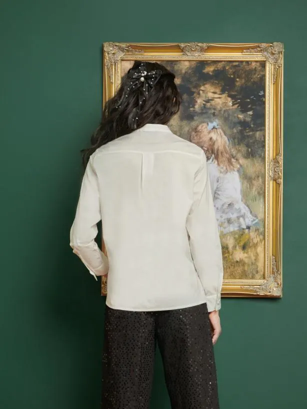 Sister Jane Tops Womenswear DREAM Cezanne Applique Shirt Pearled White