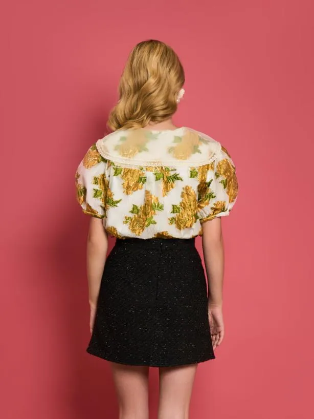 Sister Jane Tops Womenswear DREAM Golden Jacquard Blouse Pearl Ivory
