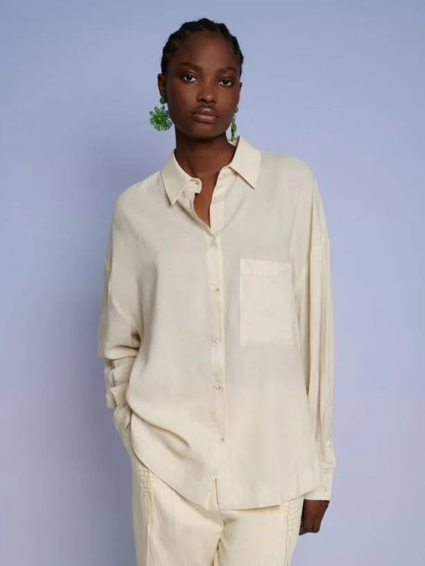 Sister Jane Tops Womenswear Ghospell Bay Oversized Shirt Pearled Ivory