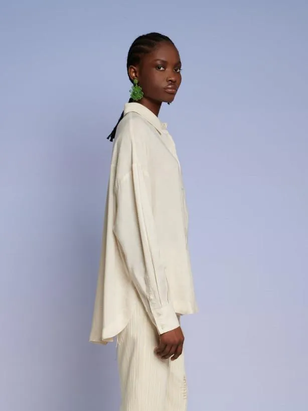 Sister Jane Tops Womenswear Ghospell Bay Oversized Shirt Pearled Ivory