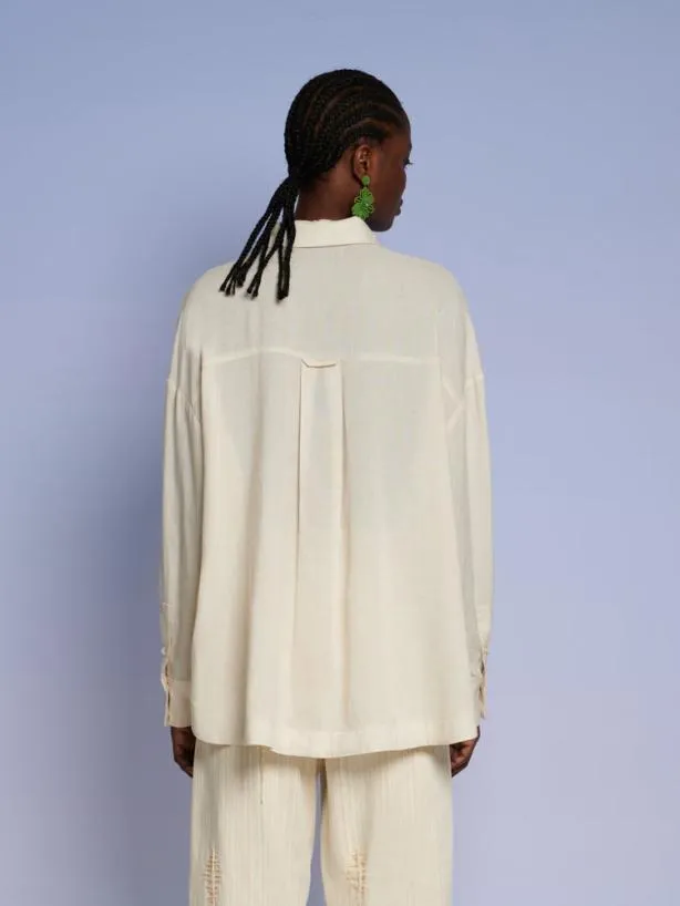Sister Jane Tops Womenswear Ghospell Bay Oversized Shirt Pearled Ivory