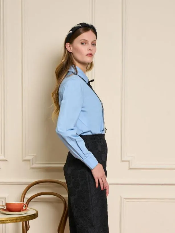 Sister Jane Tops Womenswear Glace Tulle Bow Shirt Baby Blue
