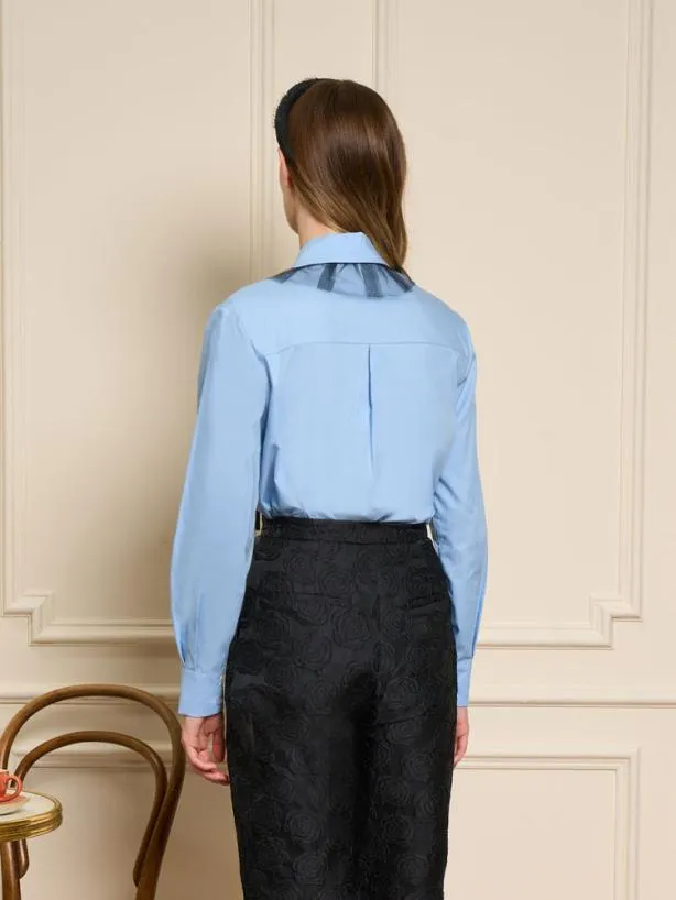 Sister Jane Tops Womenswear Glace Tulle Bow Shirt Baby Blue