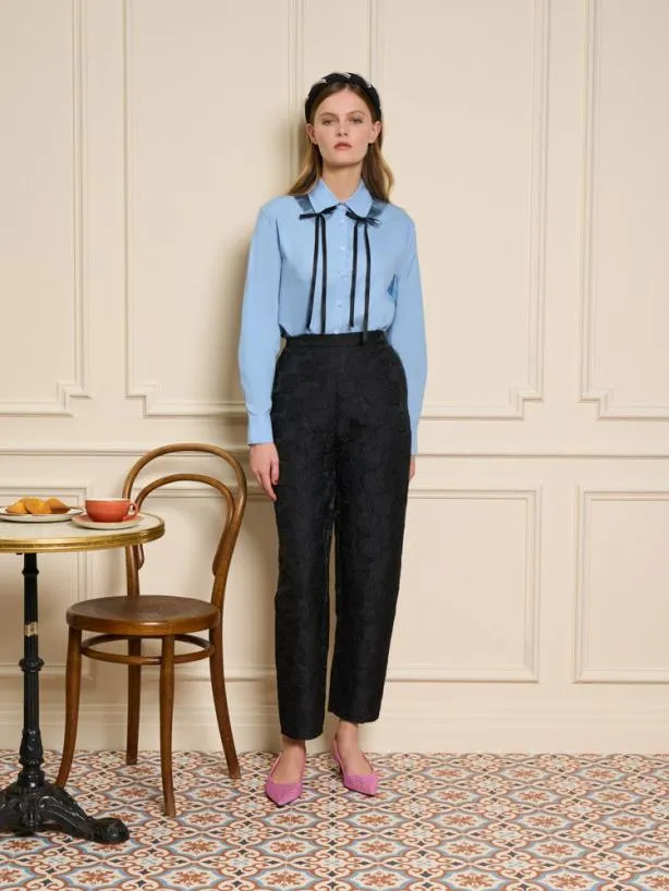 Sister Jane Tops Womenswear Glace Tulle Bow Shirt Baby Blue