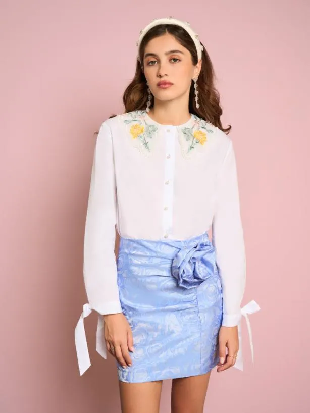 Sister Jane Tops Womenswear Sundar Embellished Shirt Brilliant White