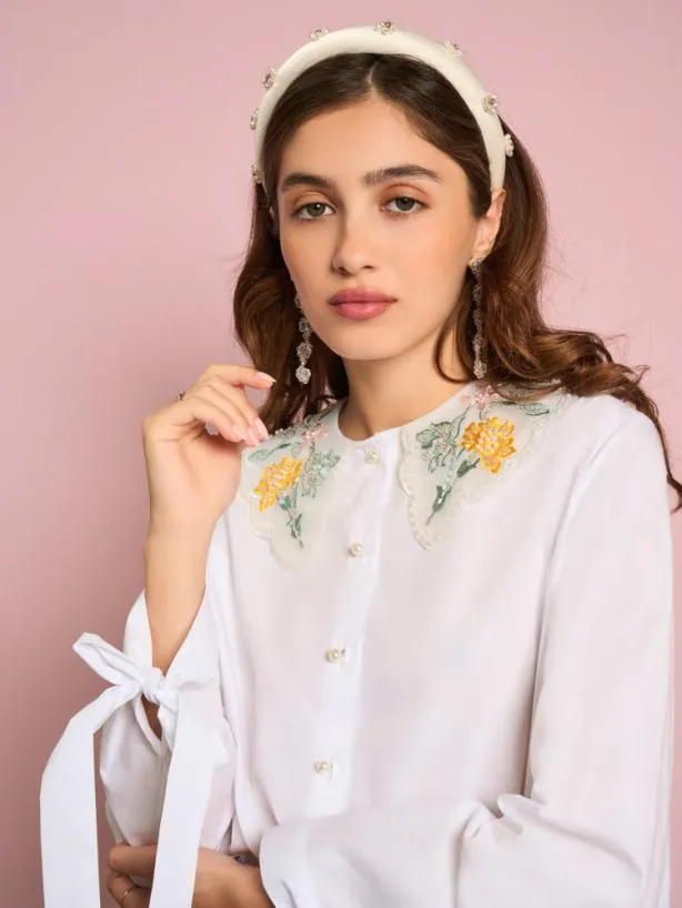 Sister Jane Tops Womenswear Sundar Embellished Shirt Brilliant White