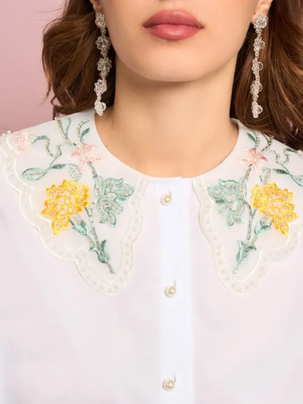 Sister Jane Tops Womenswear Sundar Embellished Shirt Brilliant White