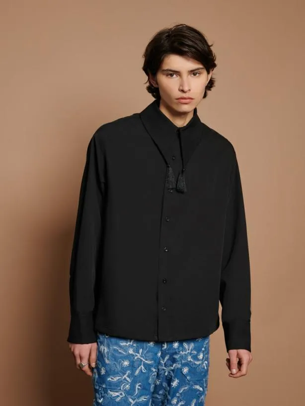 Sister Jane Tops Womenswear Tetra Tassel Shirt Black Ink
