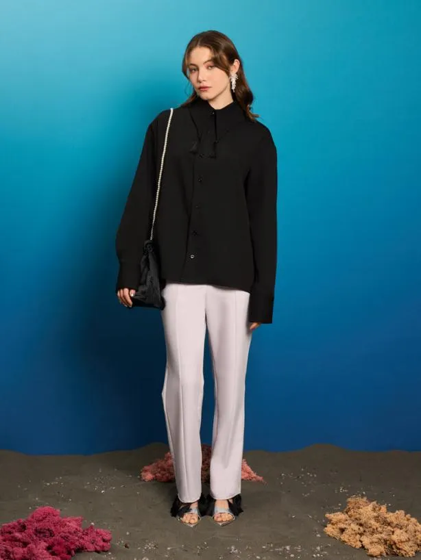 Sister Jane Tops Womenswear Tetra Tassel Shirt Black Ink