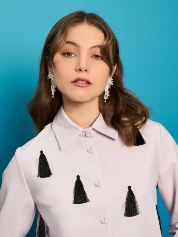 Sister Jane Tops Womenswear Tetra Tassel Shirt Pastel Lilac