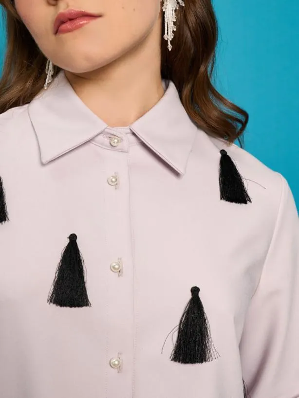 Sister Jane Tops Womenswear Tetra Tassel Shirt Pastel Lilac