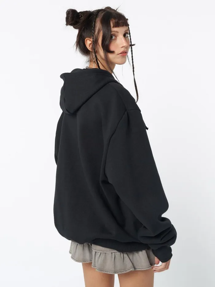 Skeleton Black Oversized Zip Up Hoodie Women Minga London Sweatshirts and Hoodies