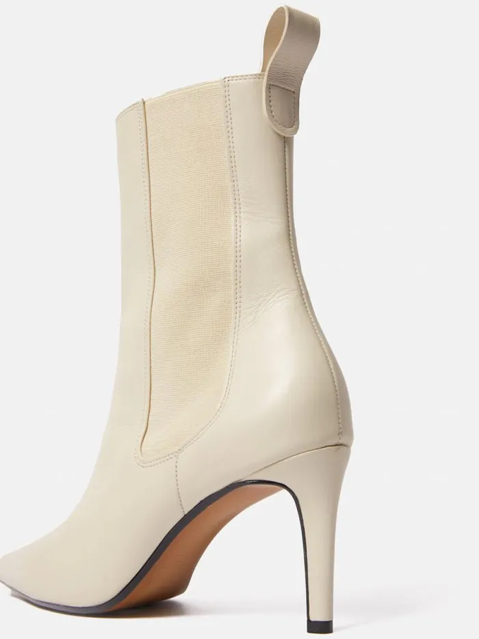 Skelter Heeled Boot Cream Women Jigsaw Heels