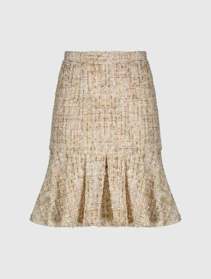 Skirts Mac Duggal Women High Waist Box Pleat Boucle Mini Skirt Blush