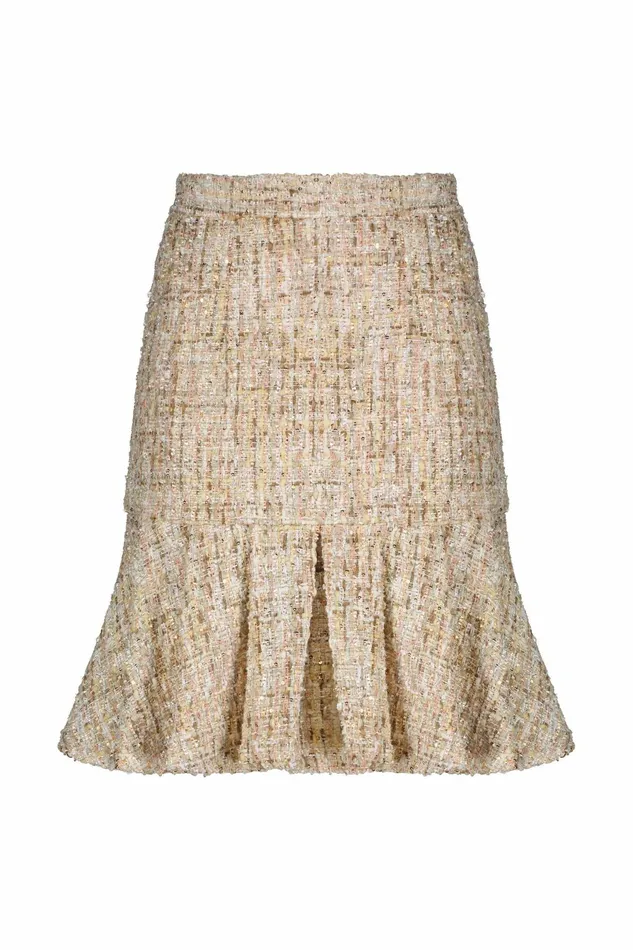 Skirts Mac Duggal Women High Waist Box Pleat Boucle Mini Skirt Blush