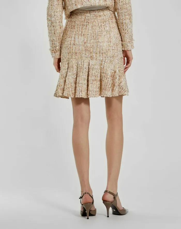 Skirts Mac Duggal Women High Waist Box Pleat Boucle Mini Skirt Blush