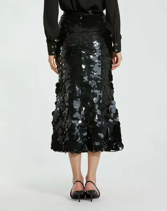 Skirts Mac Duggal Women Paillette Sequin Midi Skirt Black