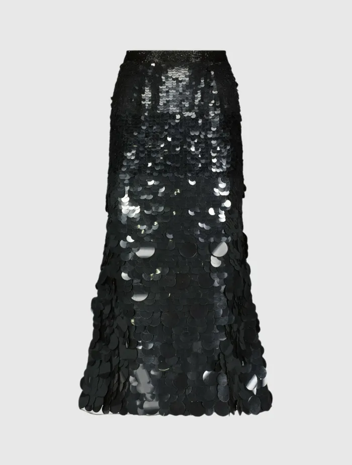 Skirts Mac Duggal Women Paillette Sequin Midi Skirt Black