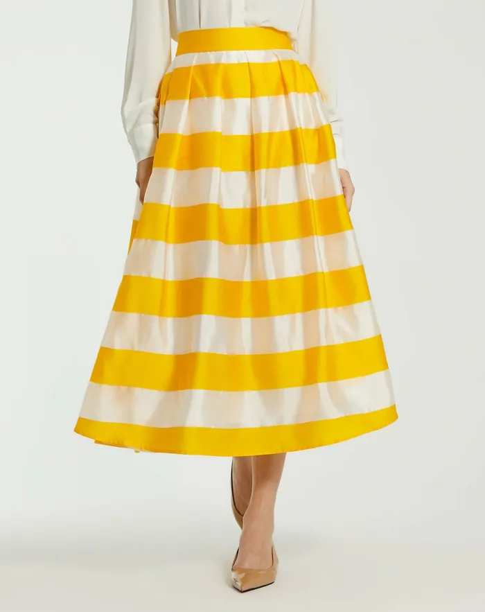 Skirts Striped Organza High Waisted Midi Skirt 8211 FINAL SALE Sunshine 8211 Mac Duggal Women