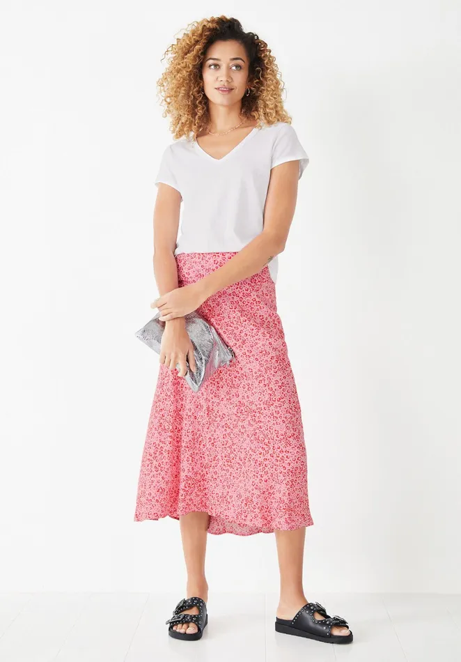 Skirts Women Hush Libby Gathered Midi Skirt Pink Leopard