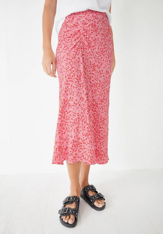 Skirts Women Hush Libby Gathered Midi Skirt Pink Leopard