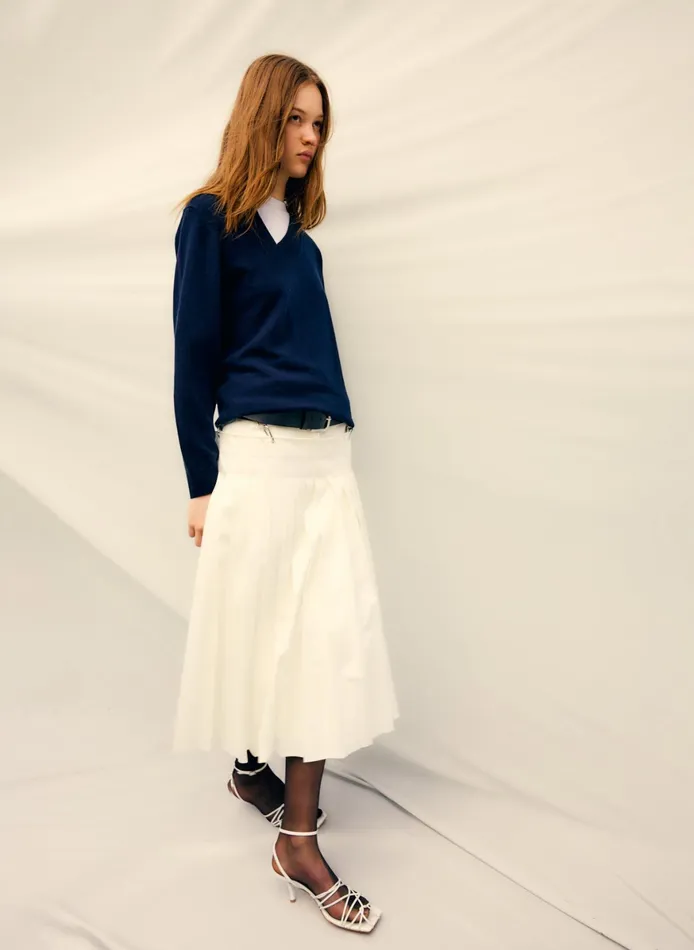 Skirts Women Tibi Chino Convertible Pleated Skirt