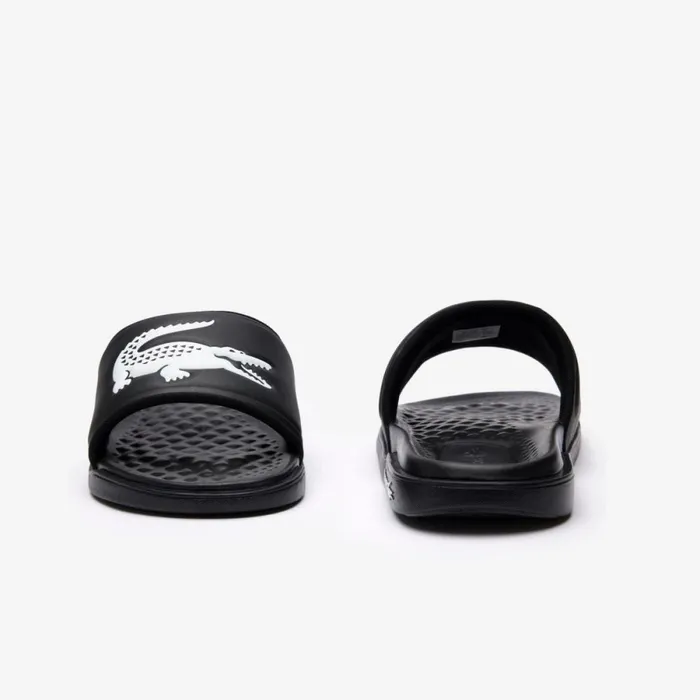 Slides Men Lacoste Men039s Croco Dualiste Logo Strap Slides Blackwhite 312