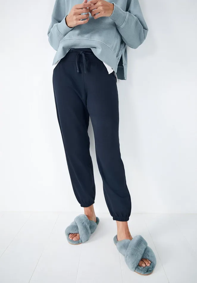 Slippers Women Hush Cross Strap Shearling Slippers Pale Blue
