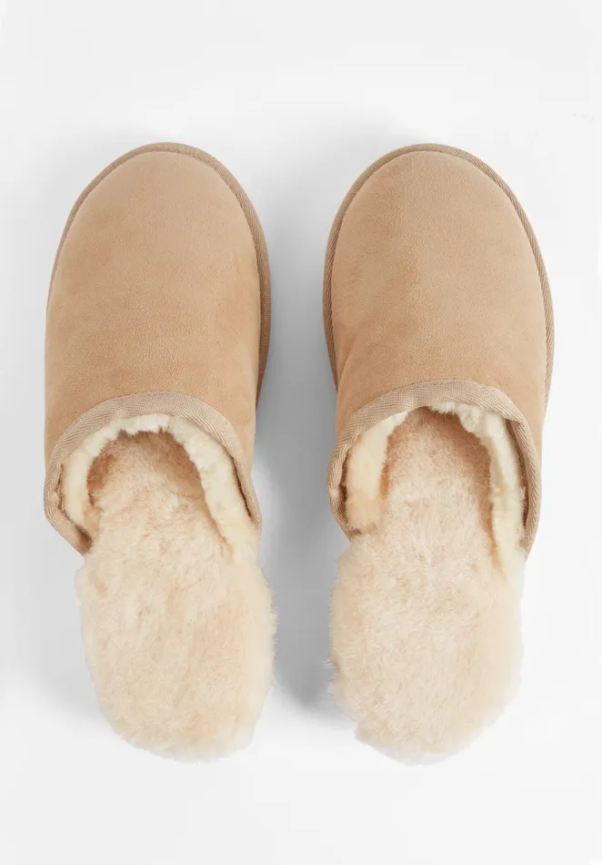 Slippers Women Hush Sheepskin Scuffs Beige