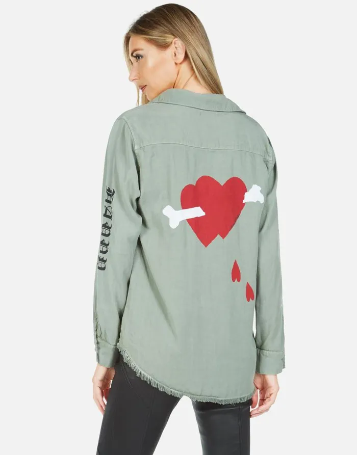 Sloane Bone Elements Pine Green Women Lauren Moshi Long Sleeve