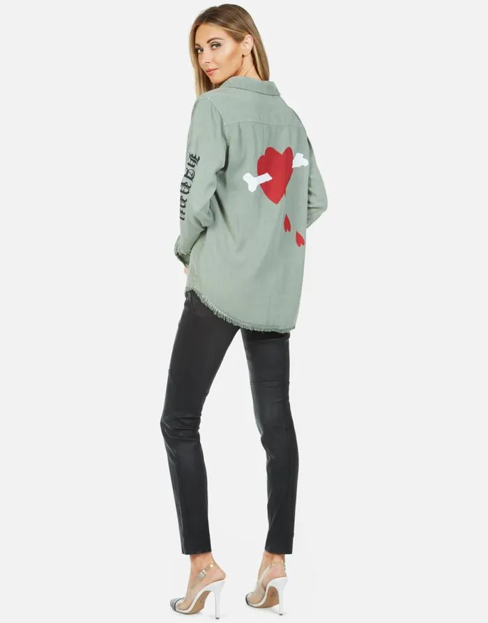 Sloane Bone Elements Pine Green Women Lauren Moshi Long Sleeve