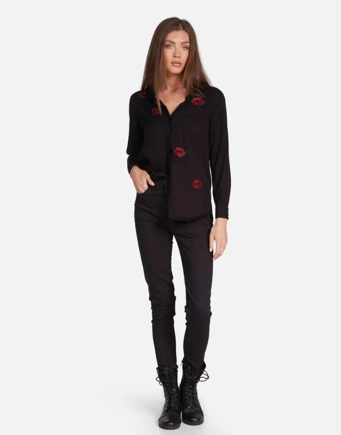 Sloane Crystal Kisses Black Women Lauren Moshi Long Sleeve