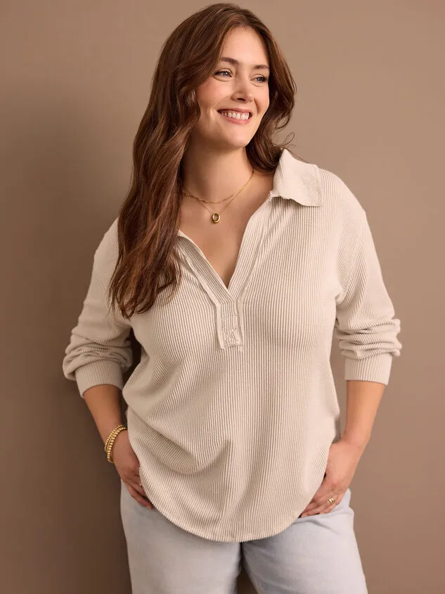 Sofia Ribbed Polo Top Bluefog Women Altar039d State Tops