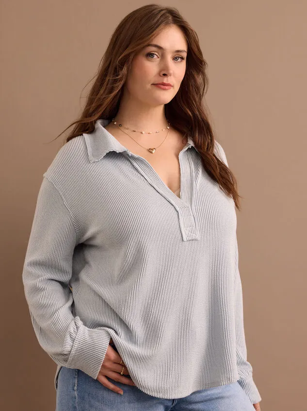 Sofia Ribbed Polo Top Bluefog Women Altar039d State Tops
