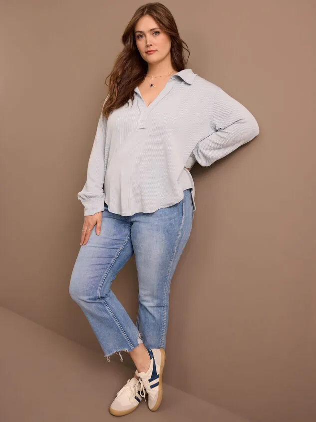 Sofia Ribbed Polo Top Bluefog Women Altar039d State Tops