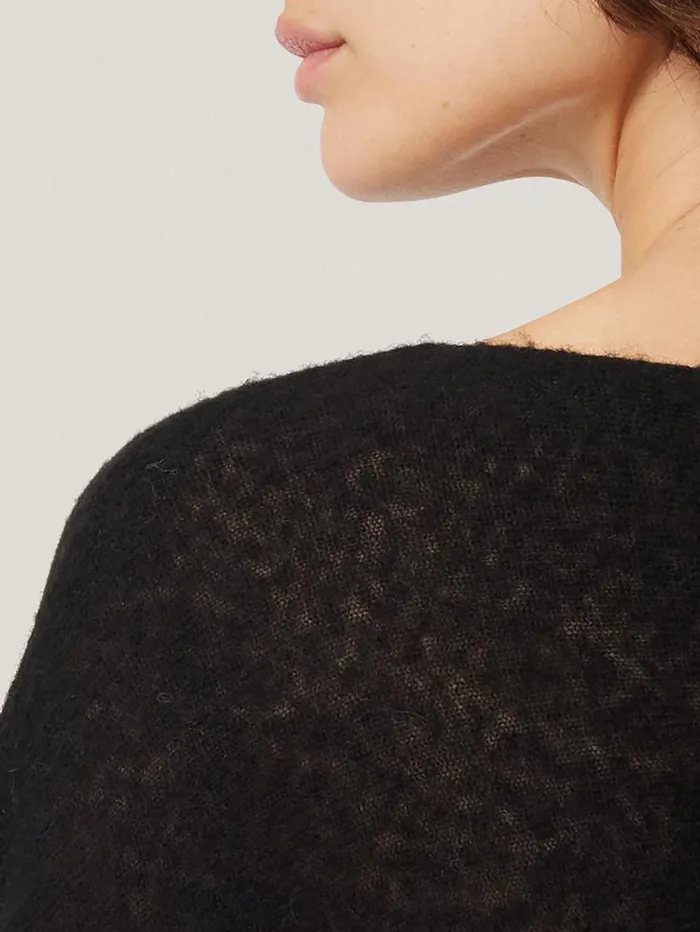 Soft Gauzy Knit Poncho Jumper Black Women Jigsaw Knitwear and Cashmere
