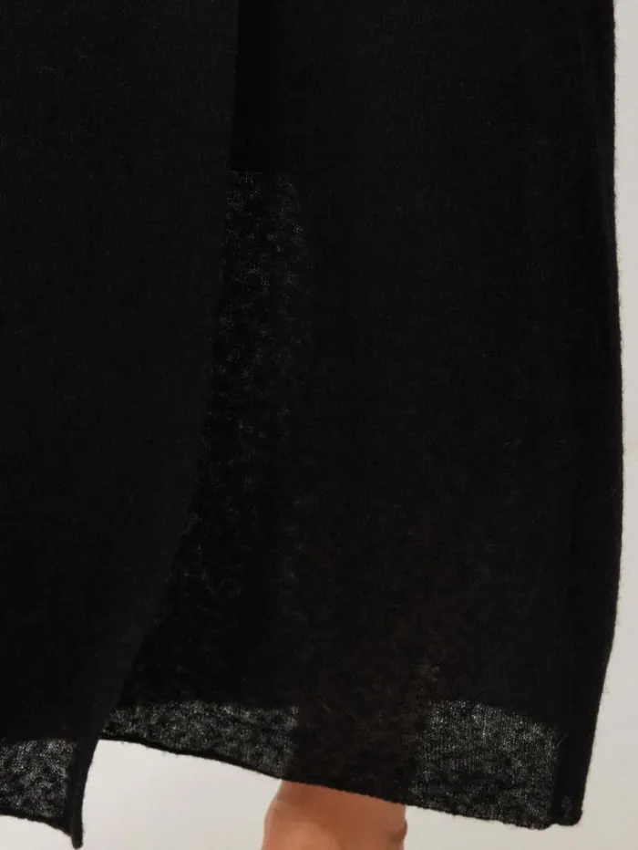 Soft Gauzy Knit Skirt Black Women Jigsaw Skirts