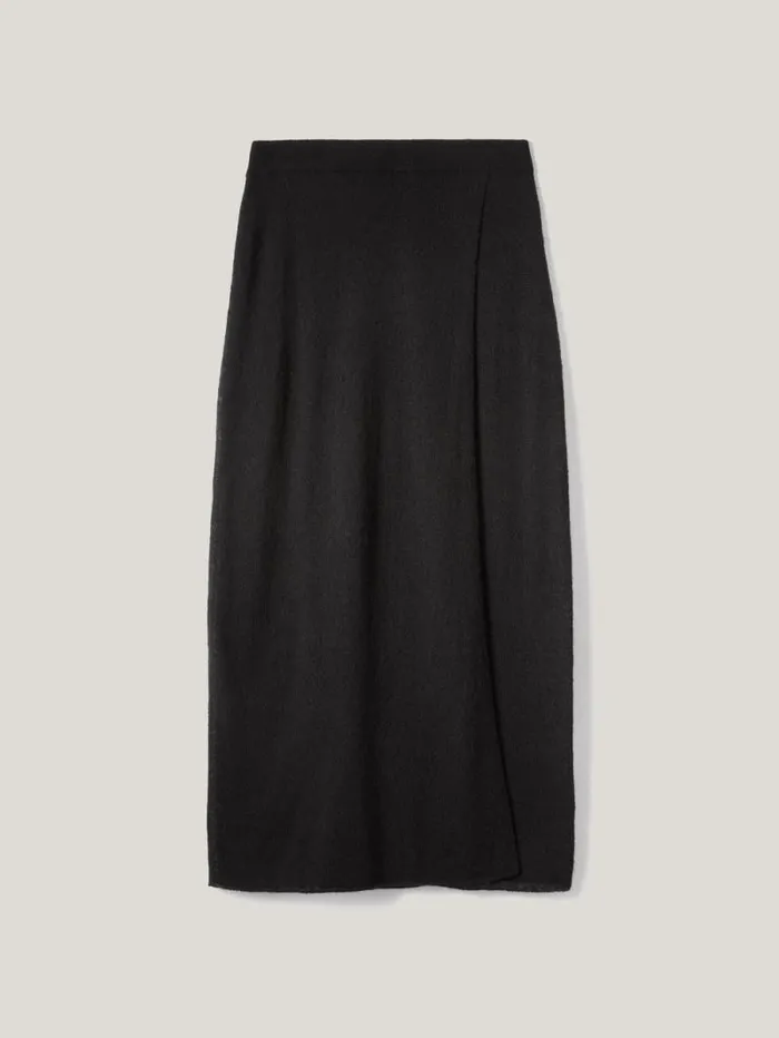 Soft Gauzy Knit Skirt Black Women Jigsaw Skirts