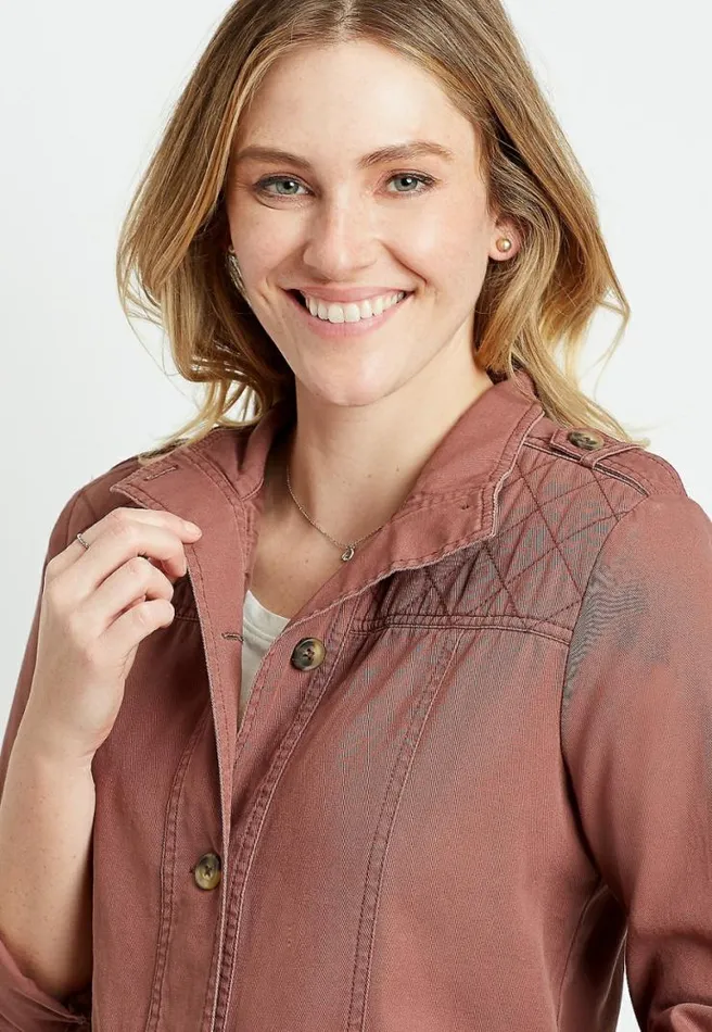 Solid Quilted Yoke Utility Jacket Women Maurices Tops
