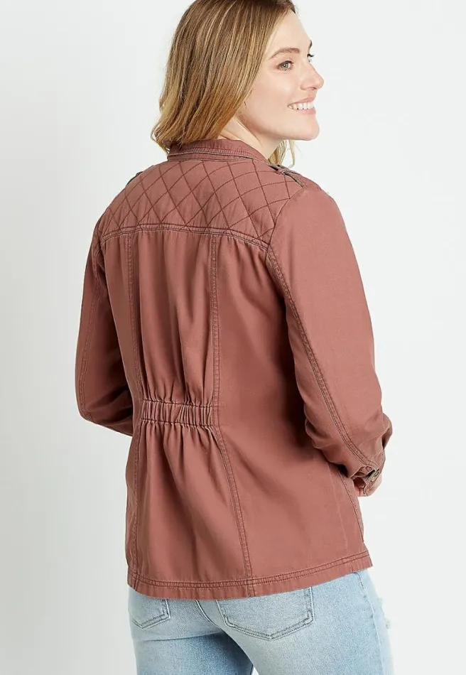 Solid Quilted Yoke Utility Jacket Women Maurices Tops