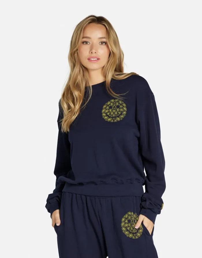 Spalding Diamond Happyface Navy Women Lauren Moshi Long Sleeve