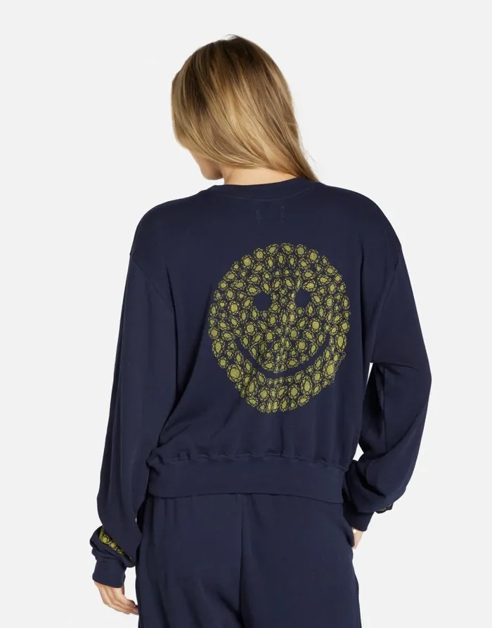Spalding Diamond Happyface Navy Women Lauren Moshi Long Sleeve